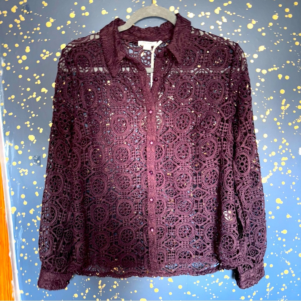 NWT Ultra Pink crochet blouse